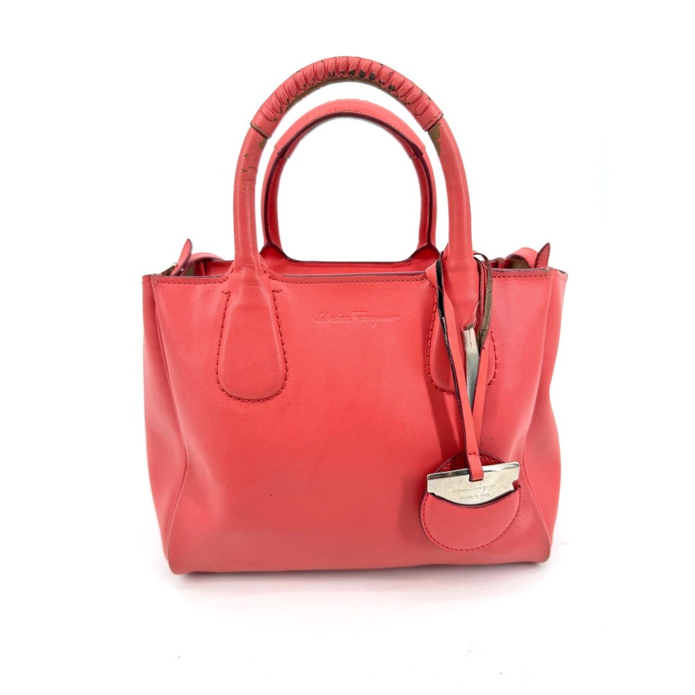 Salvatore Ferragamo Nolita Tote Crossbody Leather Small Red *FLAWED* EE-21 F921